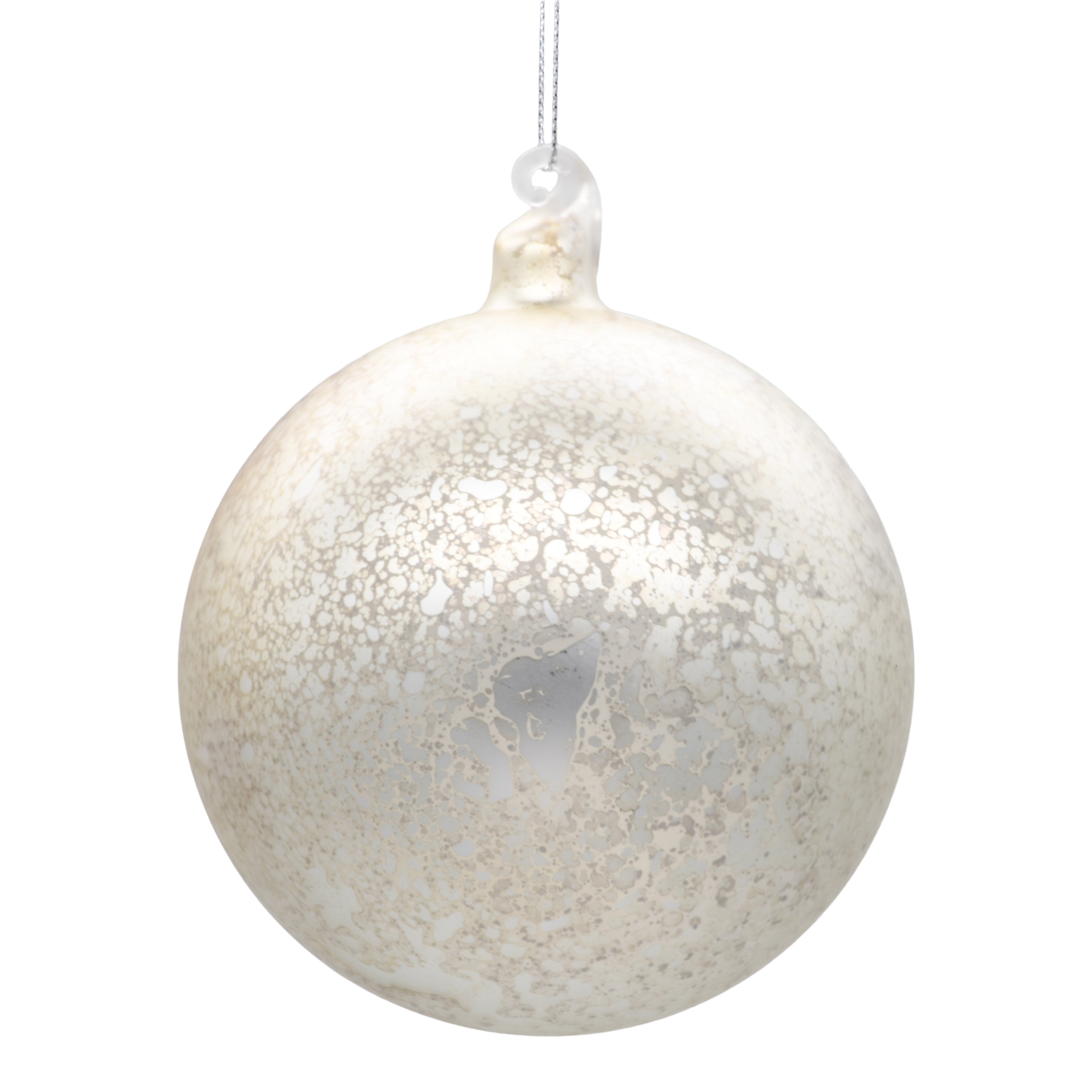 Set of 6 Marbled Baubles  - White