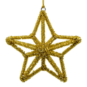 Gold Beaded Christmas Star on a white background