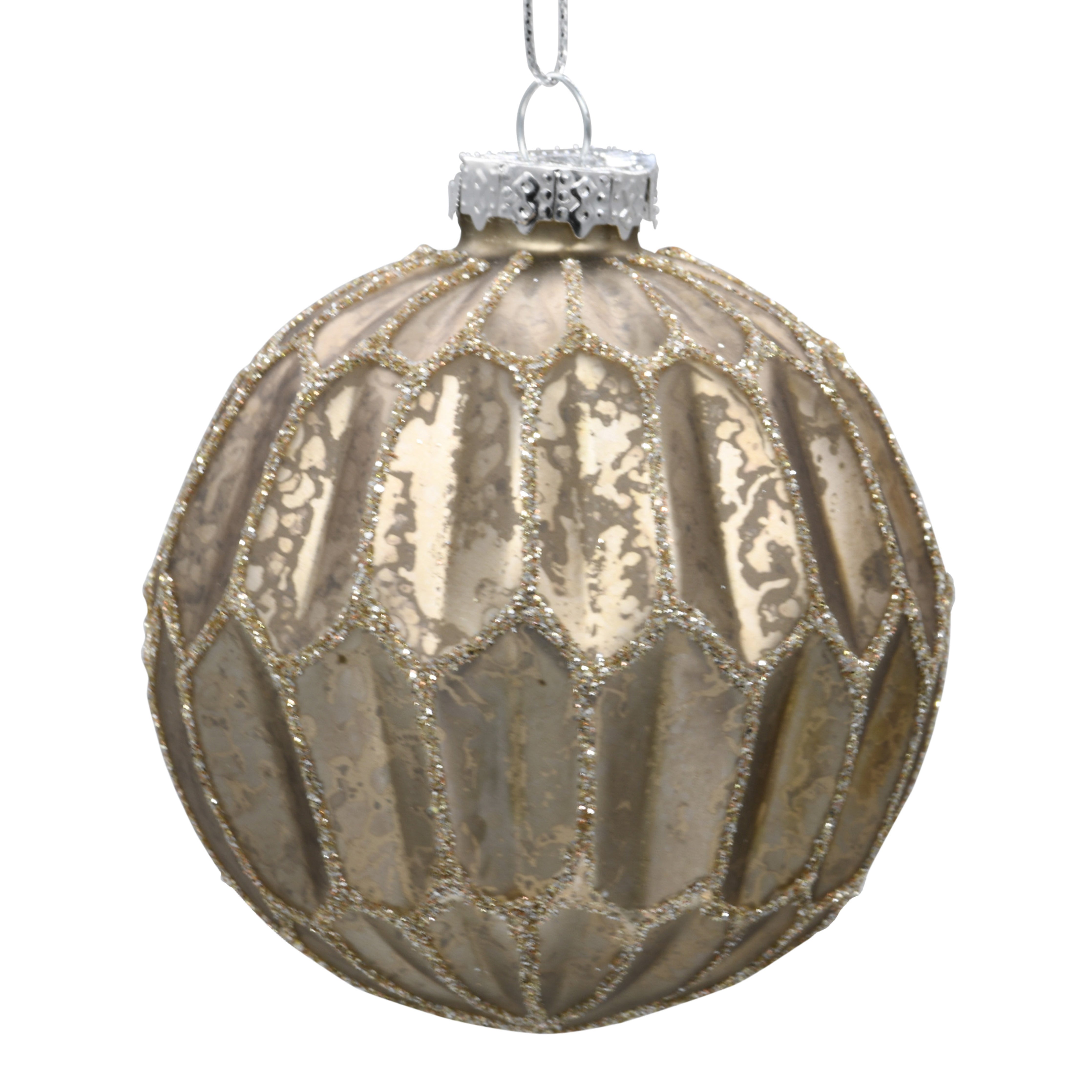 Bronze Christmas tree decoration on a white background