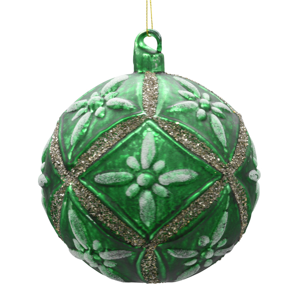 Bright green large Christmas decoration on a white background