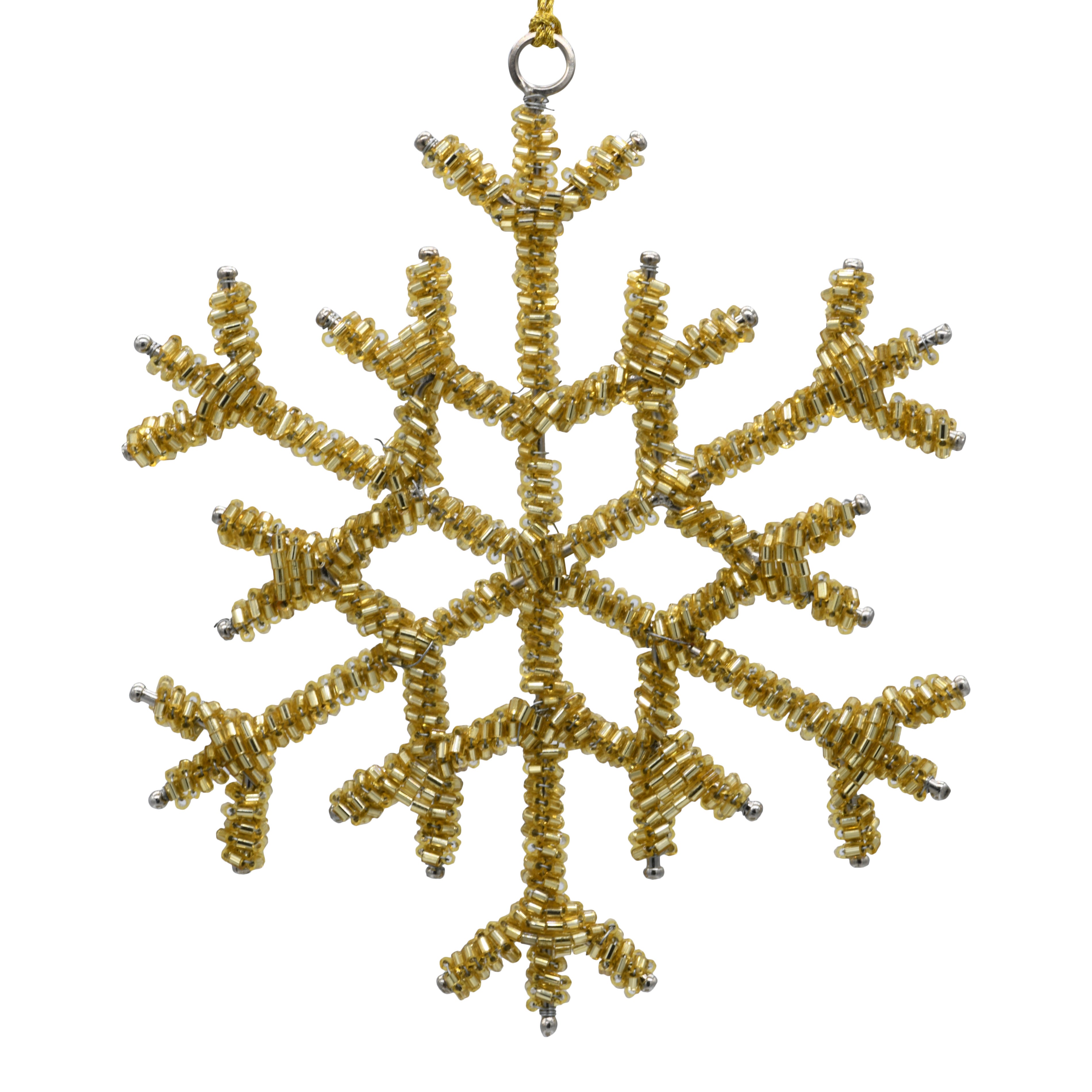 Gold Snowflake Christmas Decoration on a white background