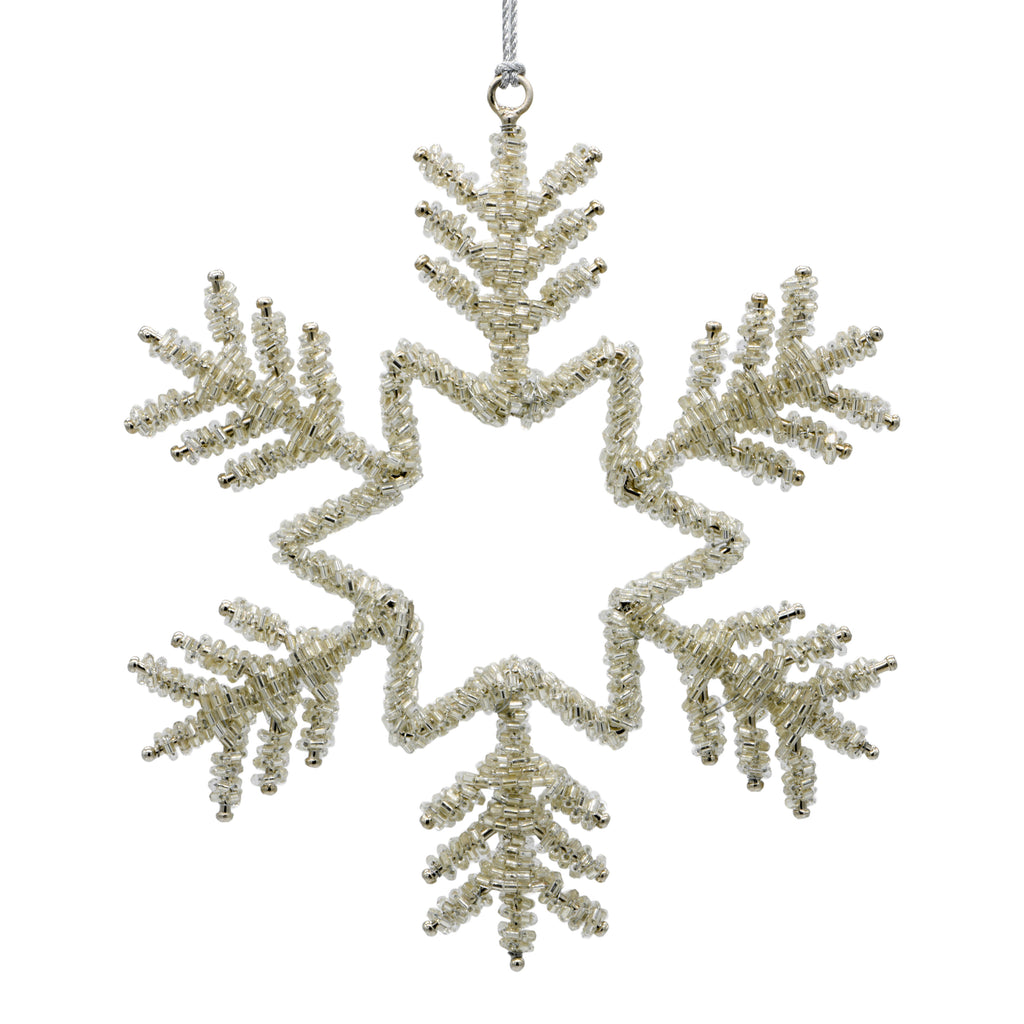 Silver Christmas Snowflake Decoration on a white background