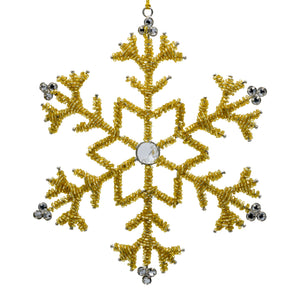 Gold Christmas Snowflake Decoration on a white background
