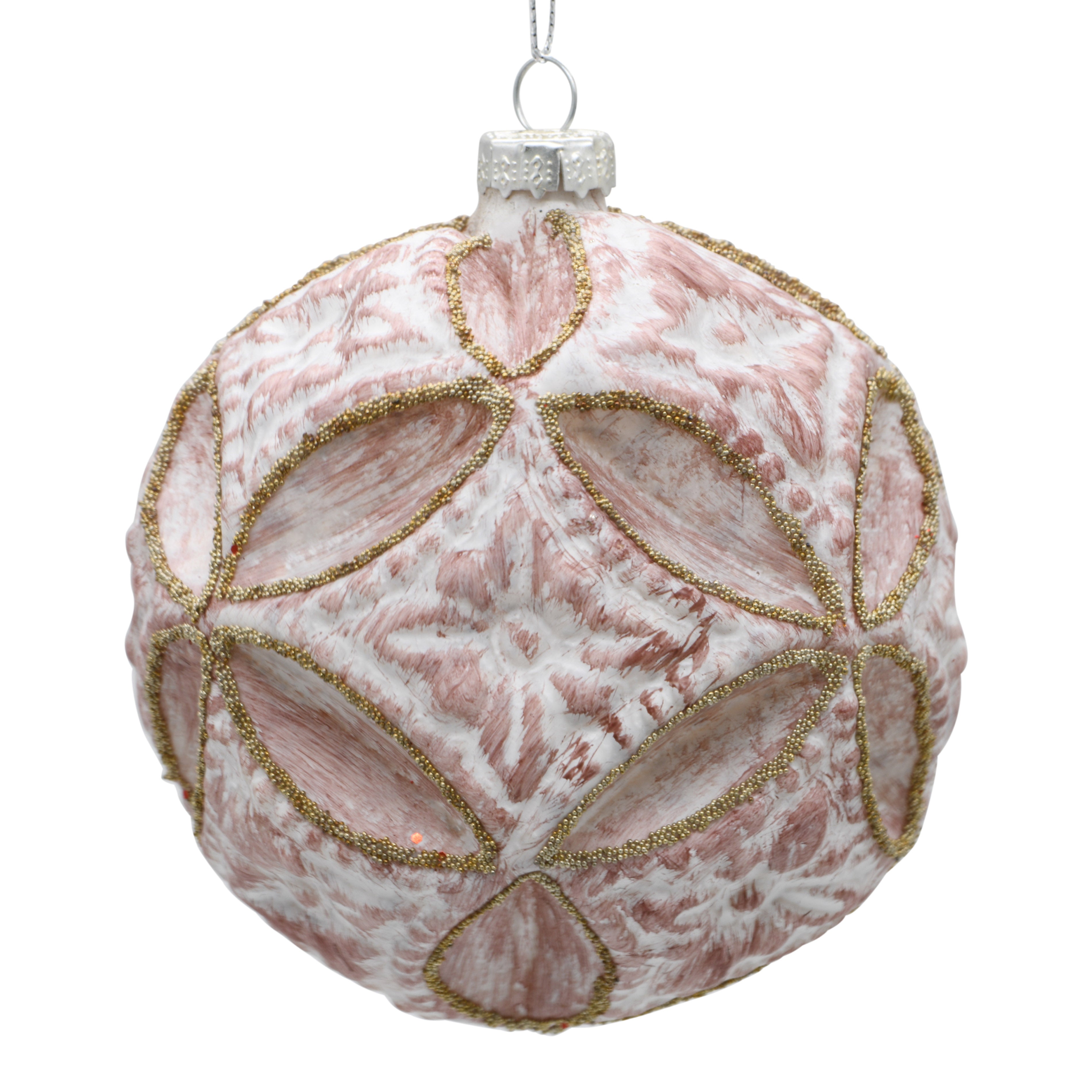 Pink large Christmas decoration on a white background