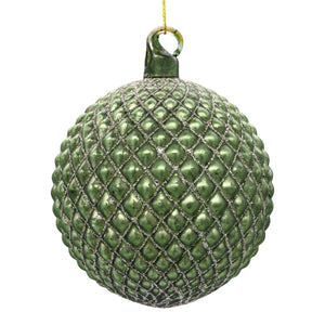 Green luxury Christmas bauble on white background