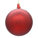 Large red Christmas tree ornament on white background