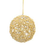 Gold beaded Christmas Bauble on a white background