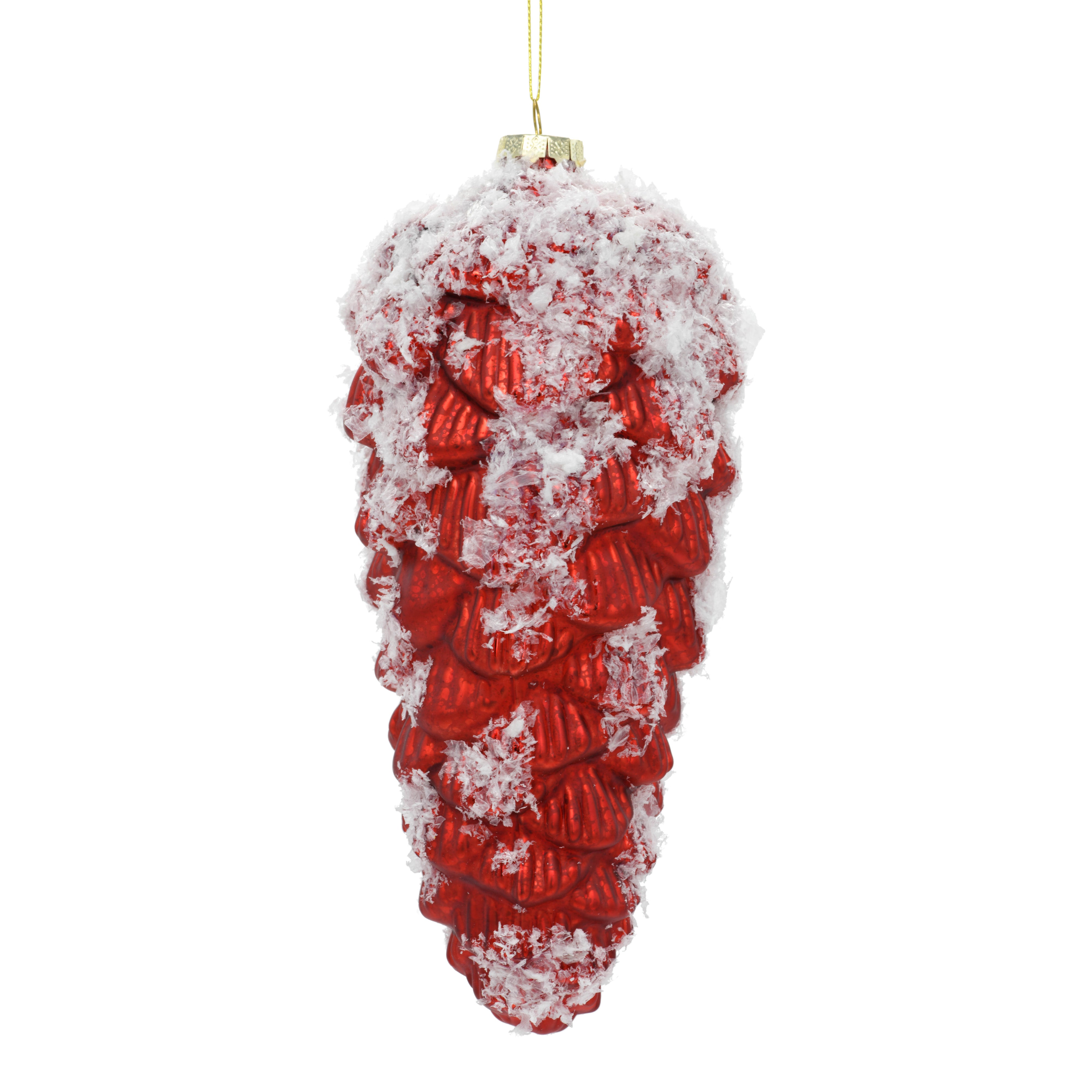 Large red pinecone Christmas tree decoration on white background
