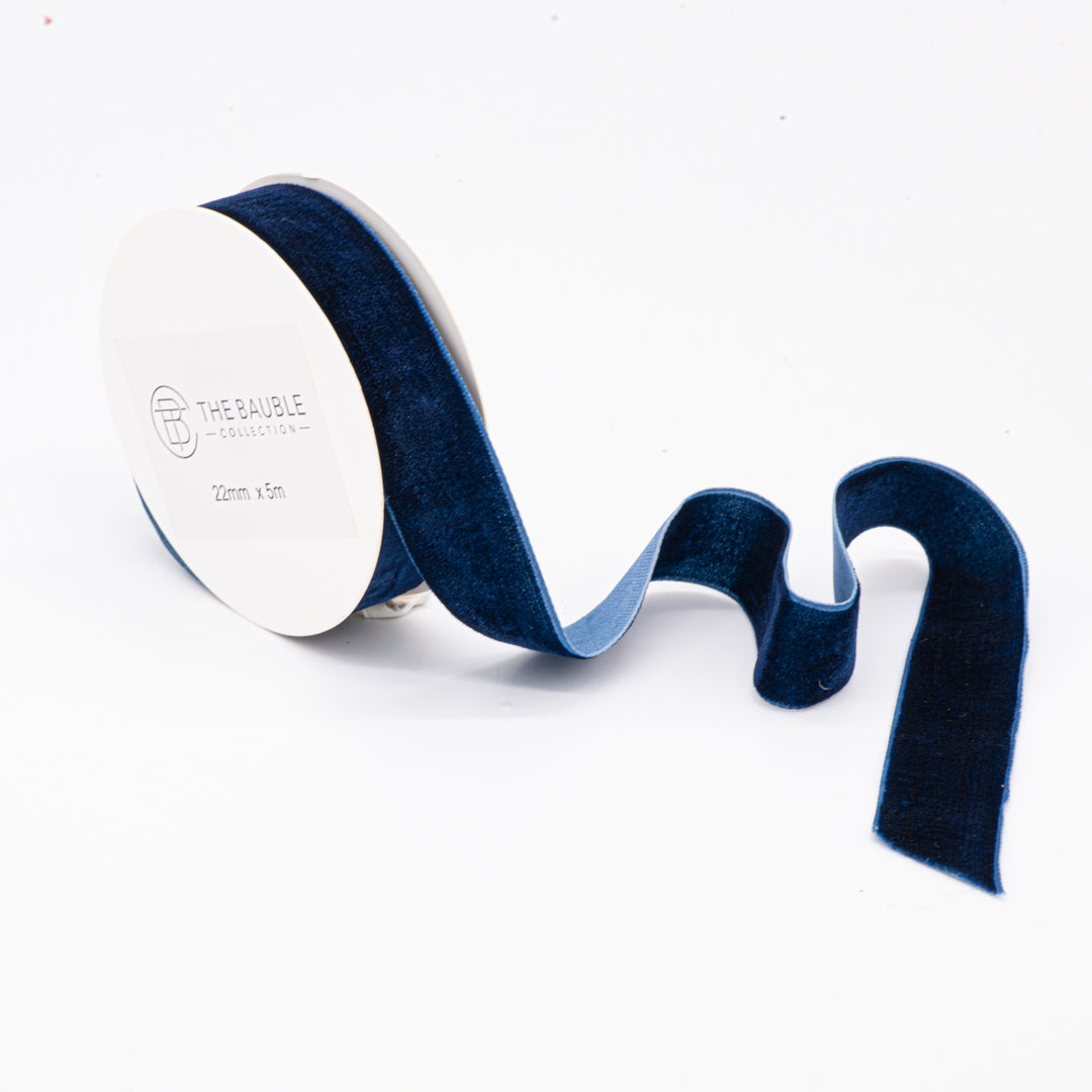 Velvet Ribbon - Blue -  5 m lengths
