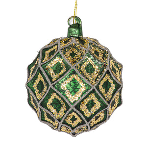 Large green bauble against a white background