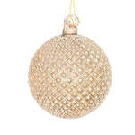 Set of 6 Quilted Baubles - Gold - 8 cm