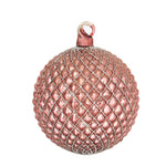 Set of 6 Quilted Baubles - Pink - 10 cm