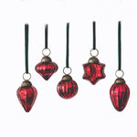 Set of 5 Mini Red Baubles