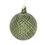 Set of 6 Quilted Bauble - Green (8cm)