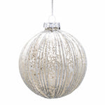 Set of 6 Ribbed Baubles - Silver