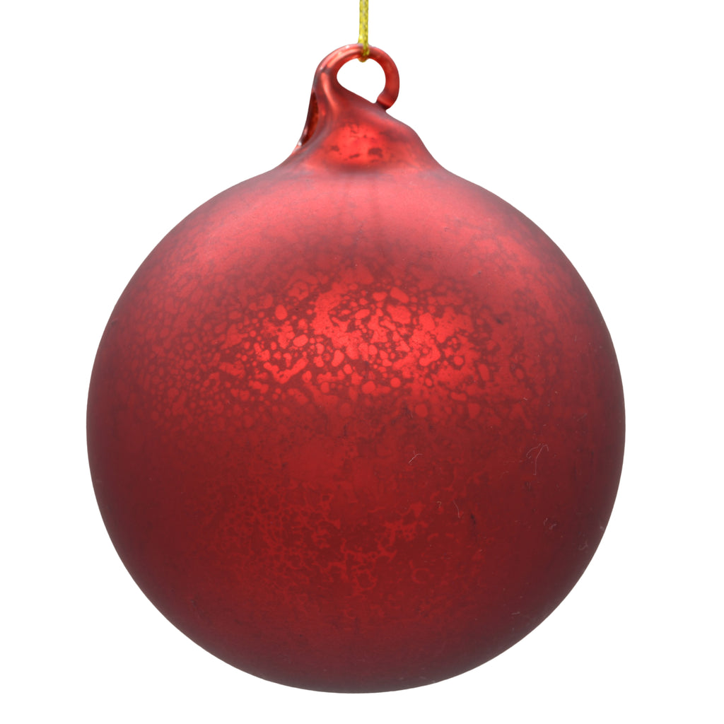 Set of 6 Marbled Baubles  - Red