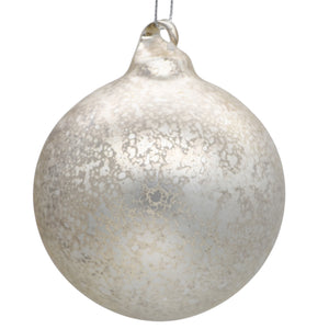 Set of 6 Marbled Baubles  - White